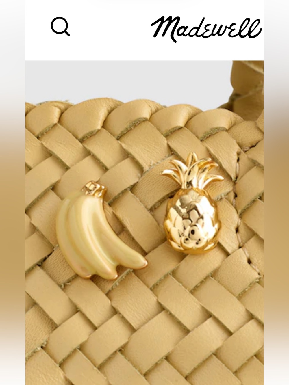 NWT Madewell Gold Tropical Fruit Pin Duo - Pineapple & Banana - Picture 3 of 9
